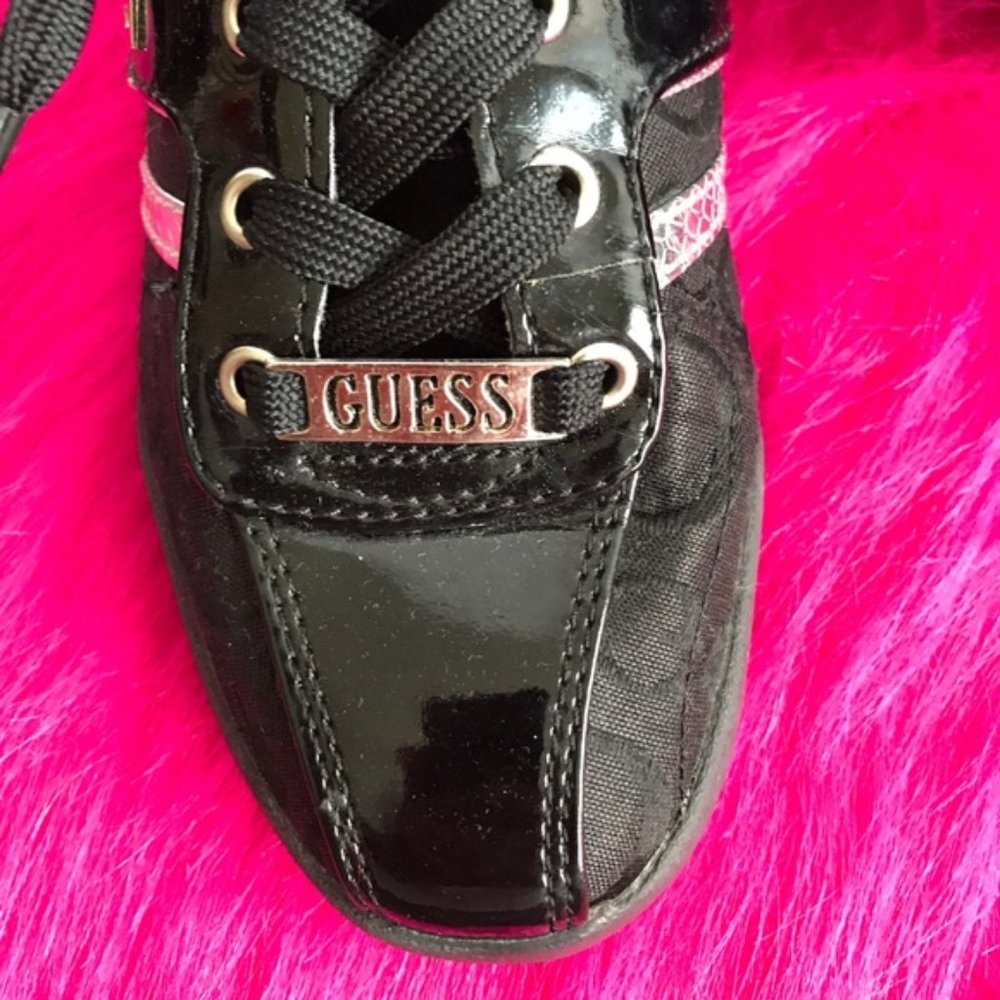 Guess Black & Silver Patent Leather & Cloth Sneakers - Picture 3 of 8